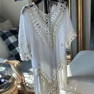 White, crochet, size Medium, shirt/coverup.